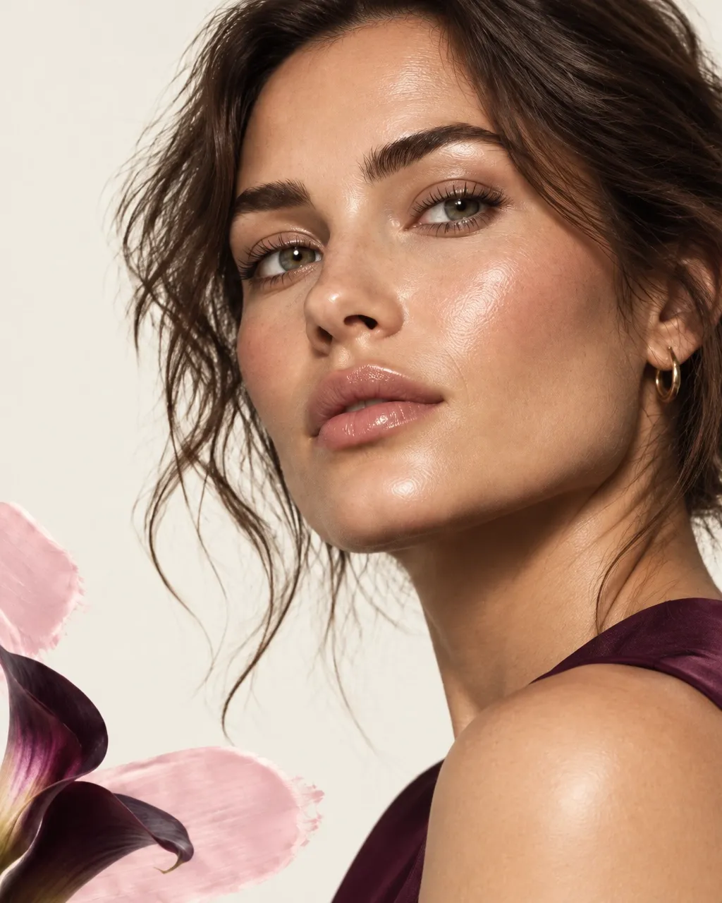 A woman with natural, healthy-looking skin